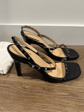 Pashion Footwear Black Studded Slingback Heels